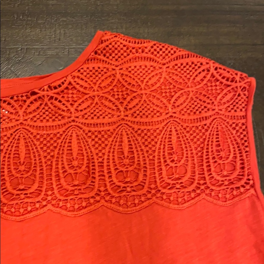 Loft Burnt Orange Lace Detail Sleeveless Top - Picture 3 of 8
